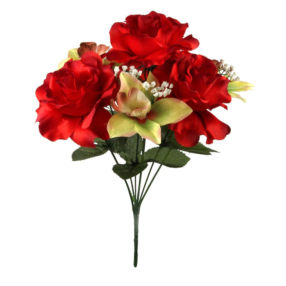 Bouquet roses + orchidées - Hauteur 37 cm - Différents modèles