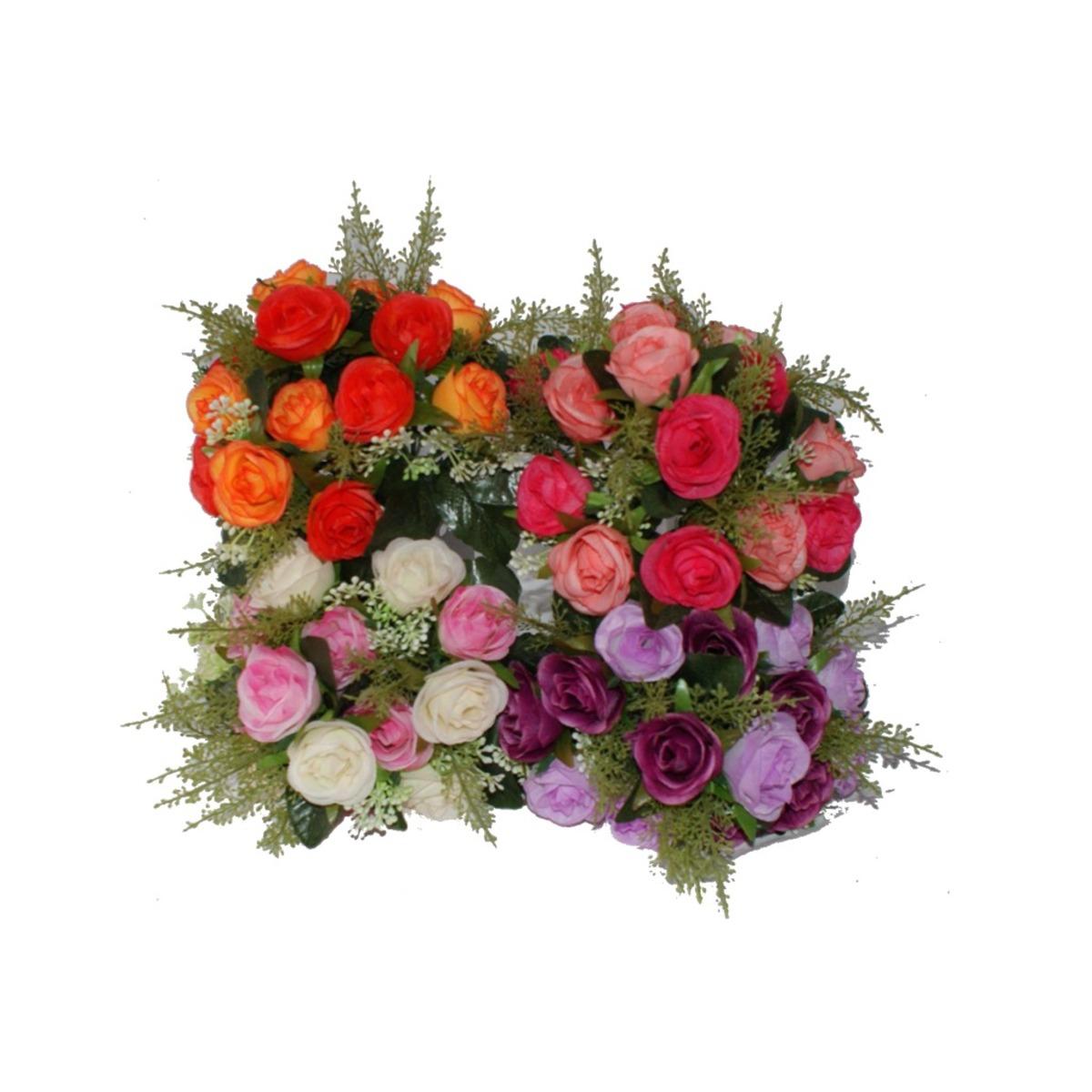 Piquet 14 boutons de rose - Hauteur 25 cm - Différents coloris