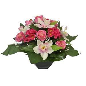 Vasque roses + orchidées - Hauteur 30 cm - Différents modèles