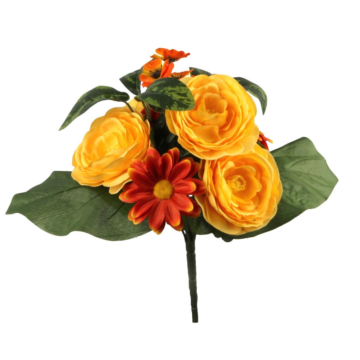 Bouquet rond renoncules + marguerites - Hauteur 31 cm - Différents modèles