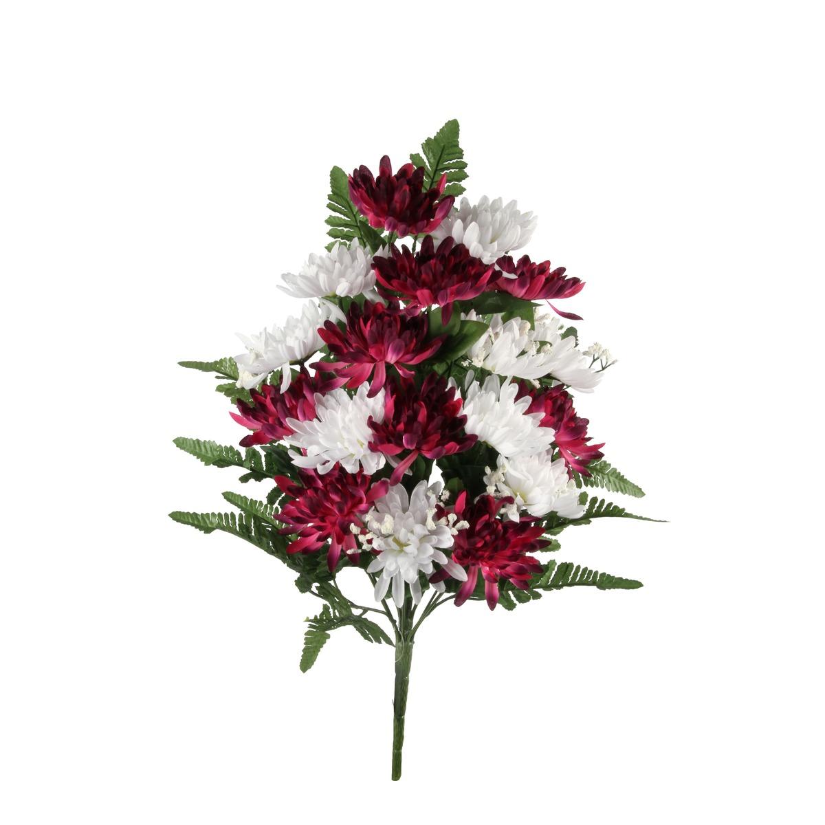 Bouquet plat 18 chrysanthèmes + gypsophiles - Hauteur 54 cm - Différents modèles