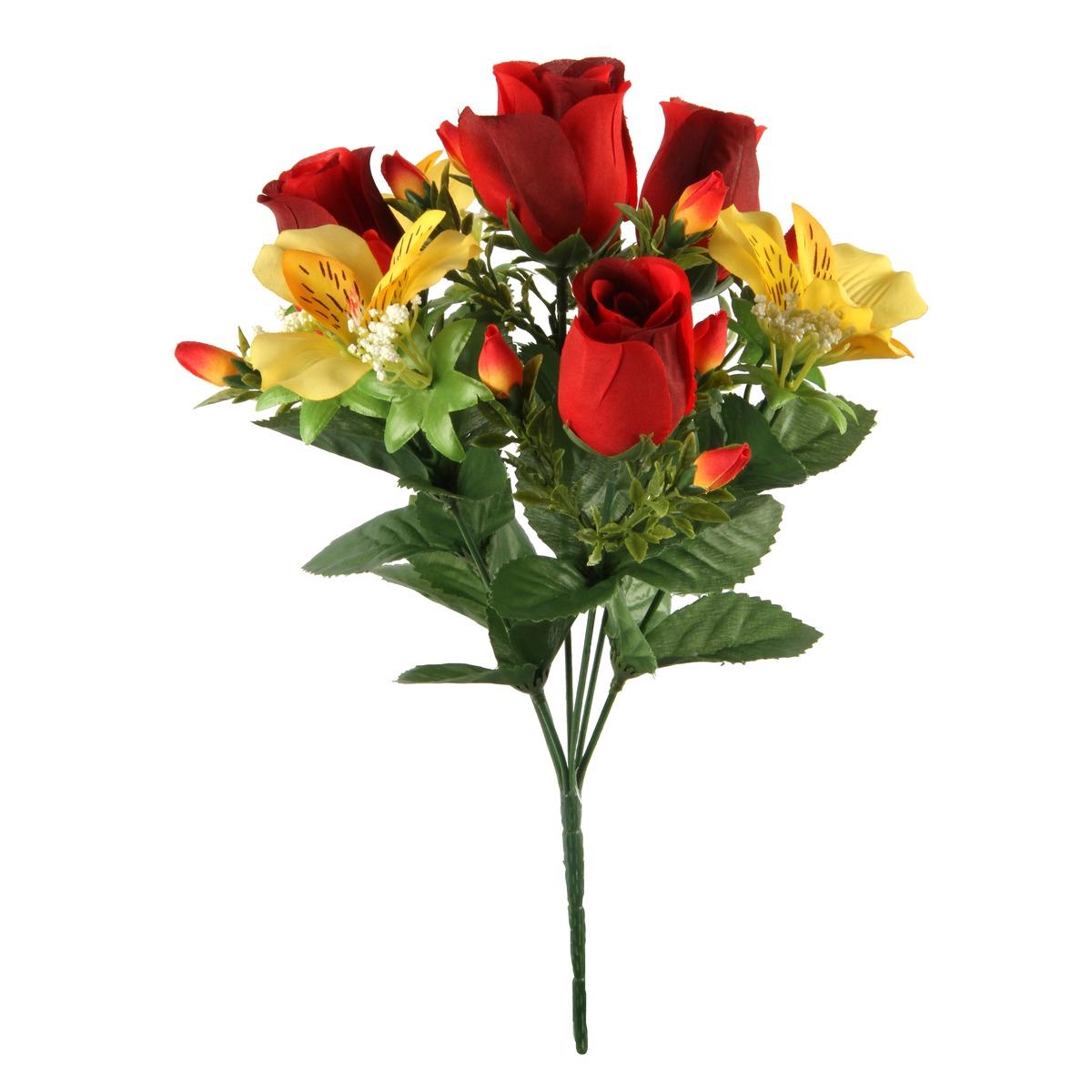 Bouquet boutons de roses + alstroemerias - hauteur 34 cm - Différents modèles