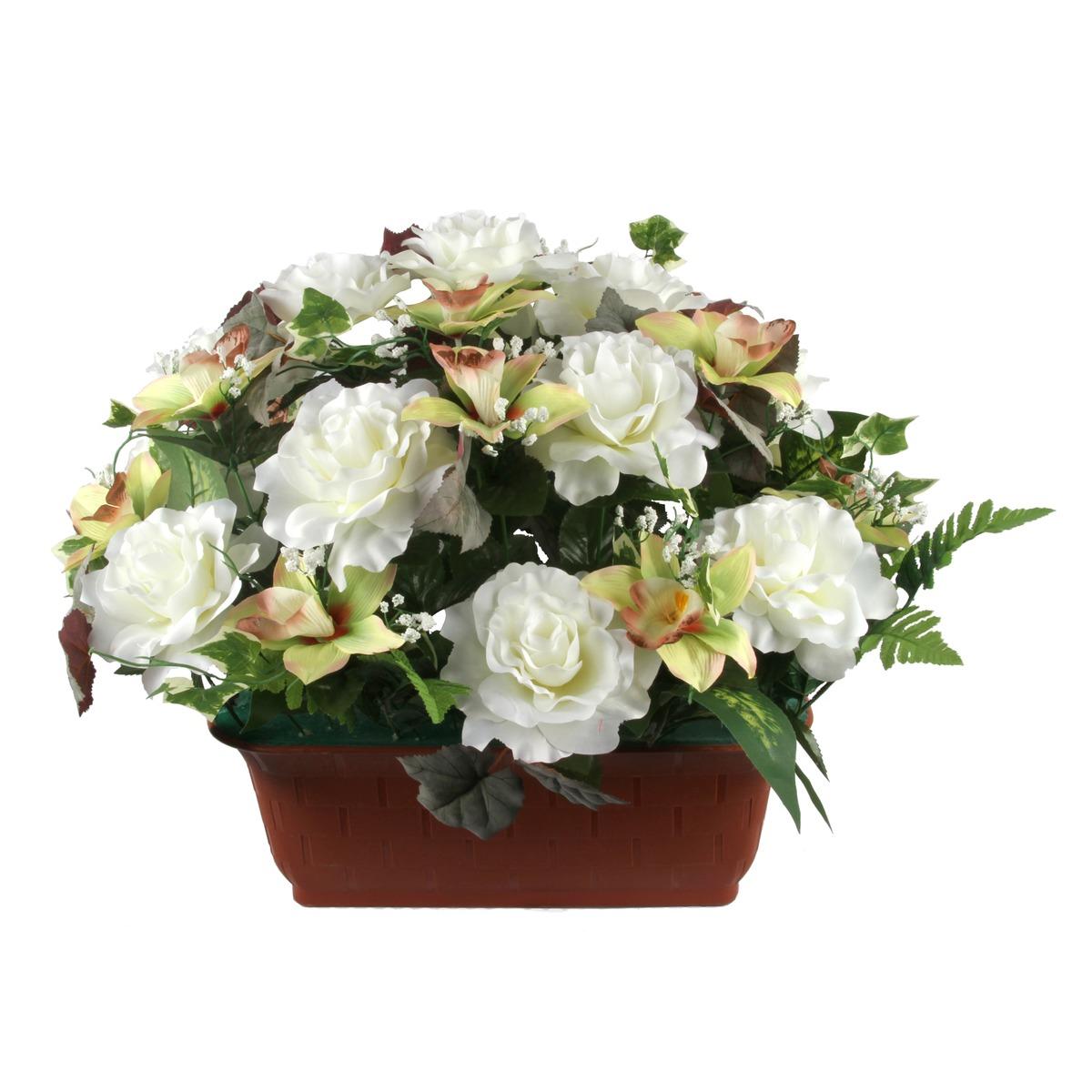 Jardinière de roses + orchidées + feuilles - Hauteur 46 cm - Différents modèles