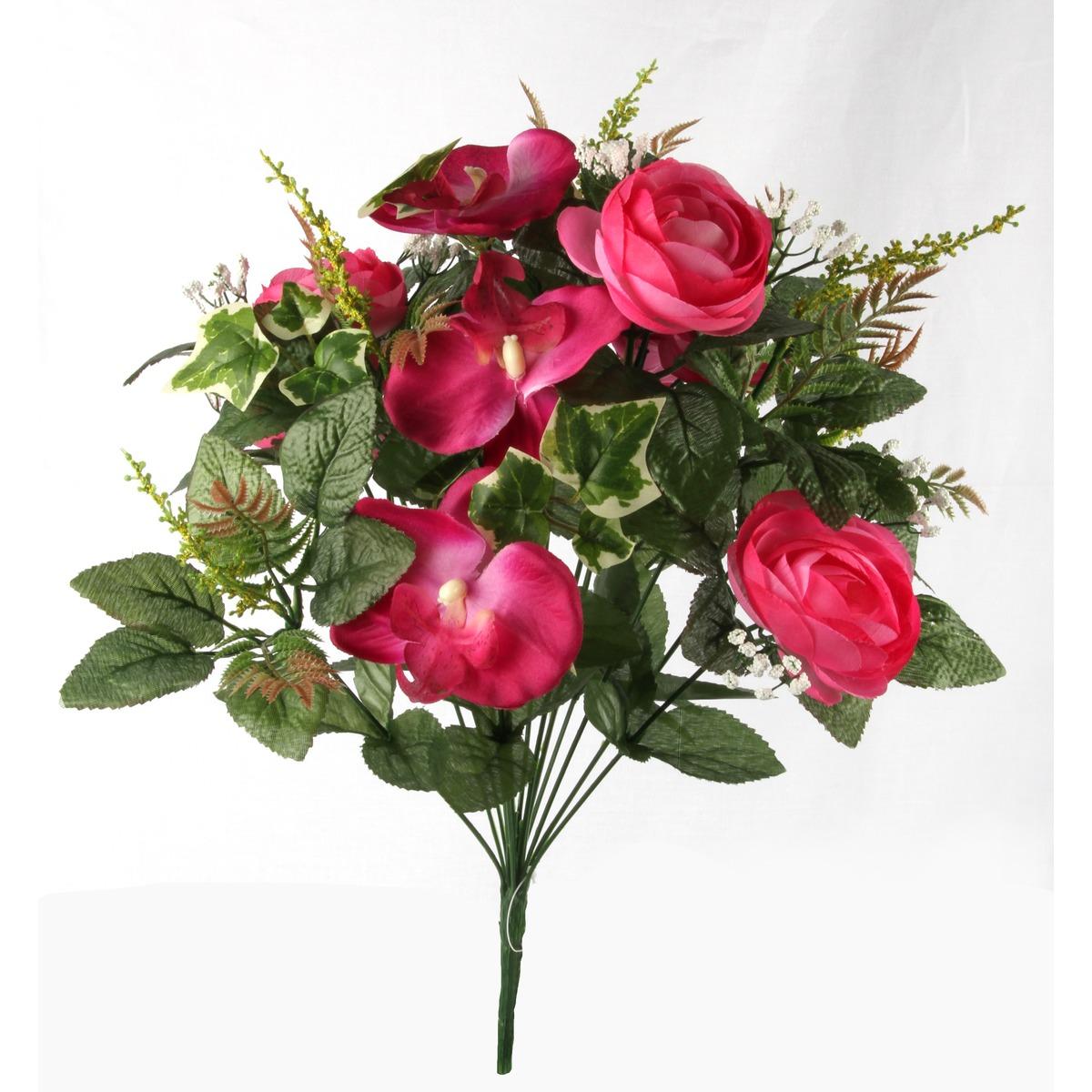 Bouquet renoncules + orchidées - Hauteur 34 cm - Différents modèles