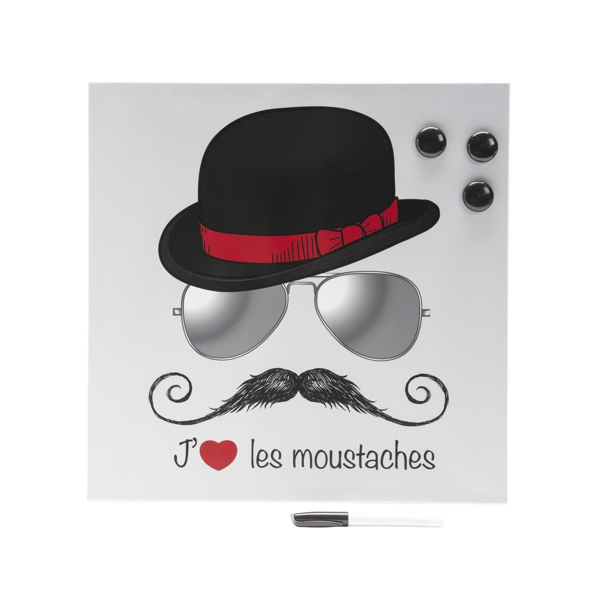 Tableau mémo modèle Moustache - 40 x 40 cm - Multicolore