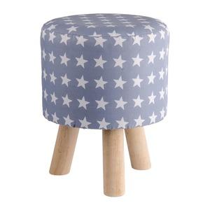 Tabouret 3 pieds motif étoile - Diamètre 30 x H 38 cm - Bleu