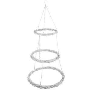 Suspension 3 couronnes en osier - 60 x H 115 cm - Blanc