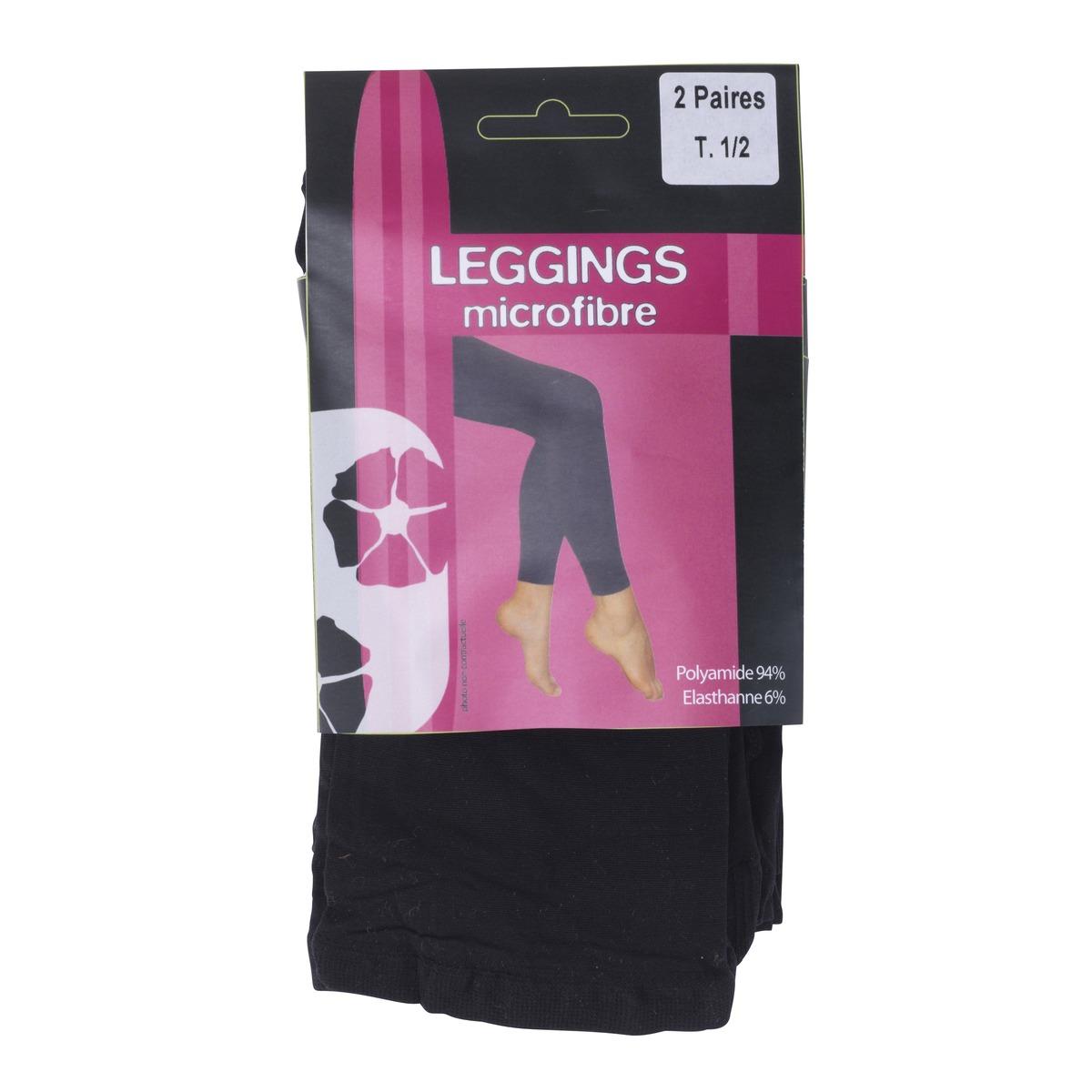 Lot de 2 leggings en microfibre - Taille 1 à 4 - Noir