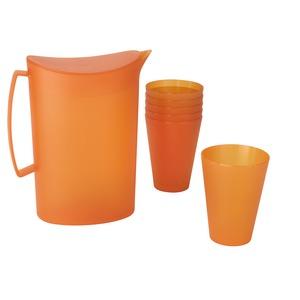 Pichet + 6 verres - Plastique - Différents coloris