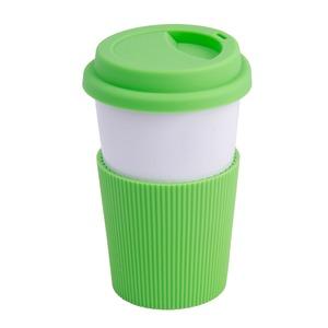 Mug transportable - Diamètre 8,6 cm x H 12,7 cm - Blanc, Vert