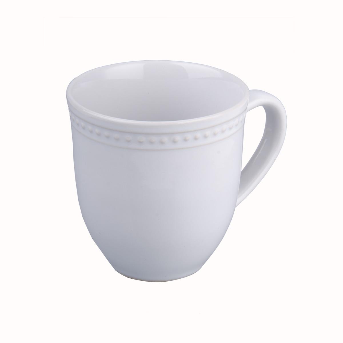 Tasse avec anse en grès - Diamètre 9,3 x H 10,7 cm - blanc