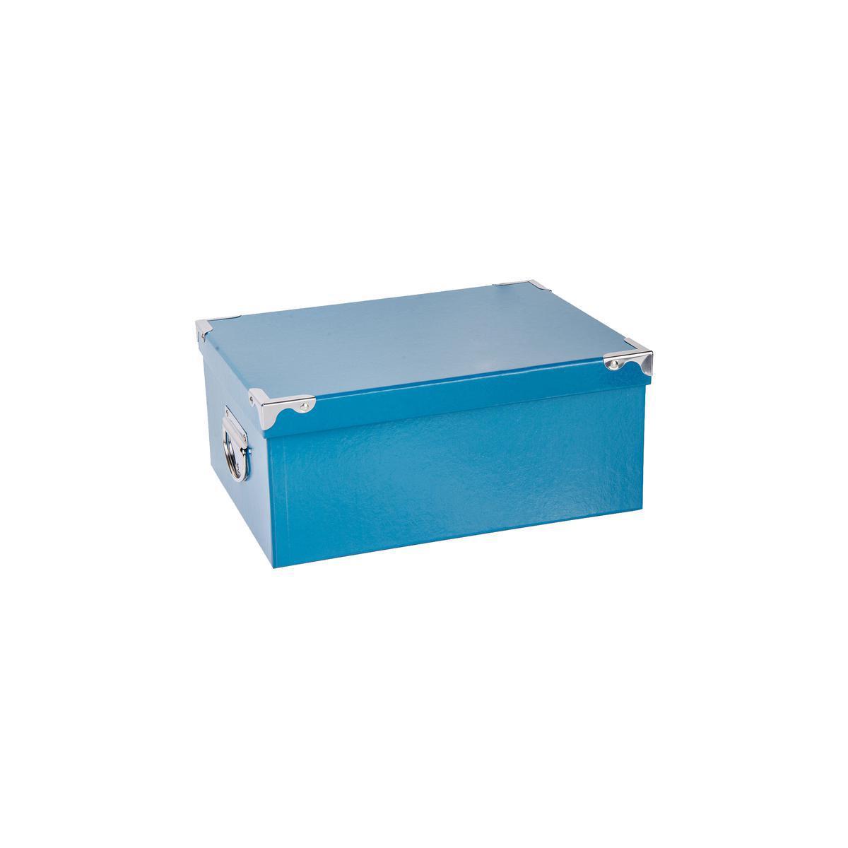 Boîte de rangement - Carton - 39,5 x 19,5 x H 16,5 cm - Bleu