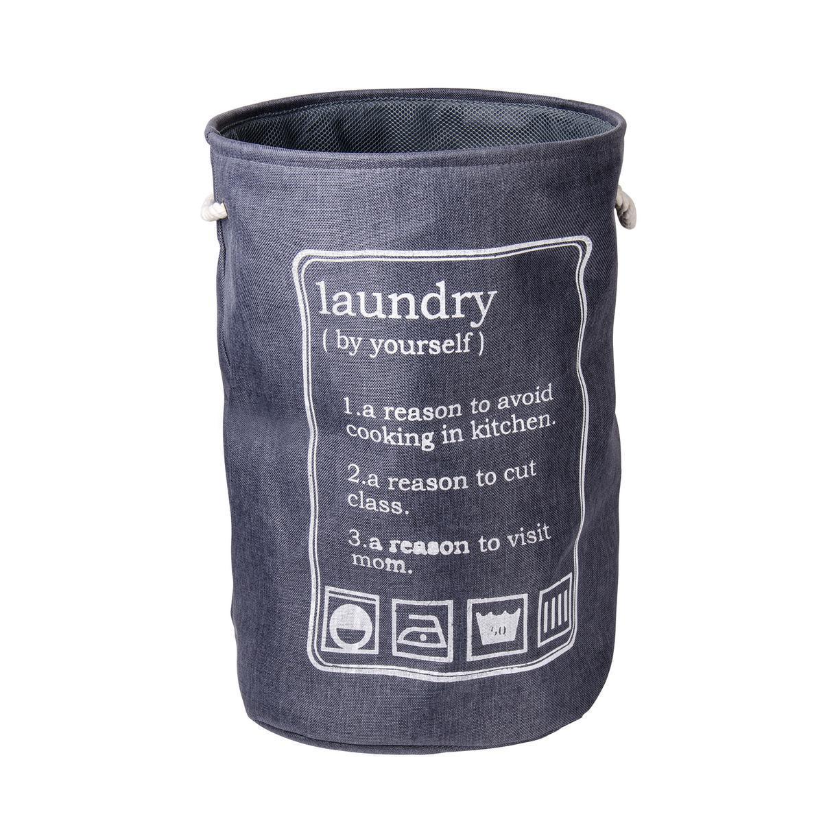 Panier à linge Laundry - Polyester - Diamètre - 42 x 60 cm - Gris