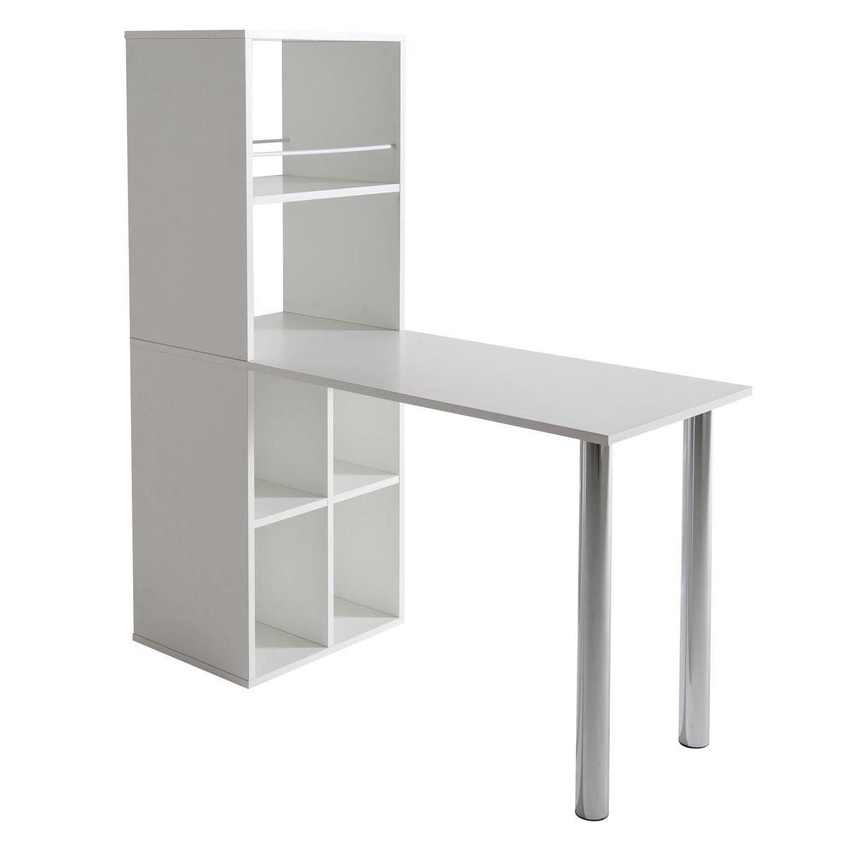 Meuble de séparation avec table + rangement - 130 x 50 x H 142 cm - Blanc