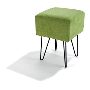 Tabouret carré Poum en velours - 32 x 32 x H 45 cm - Vert