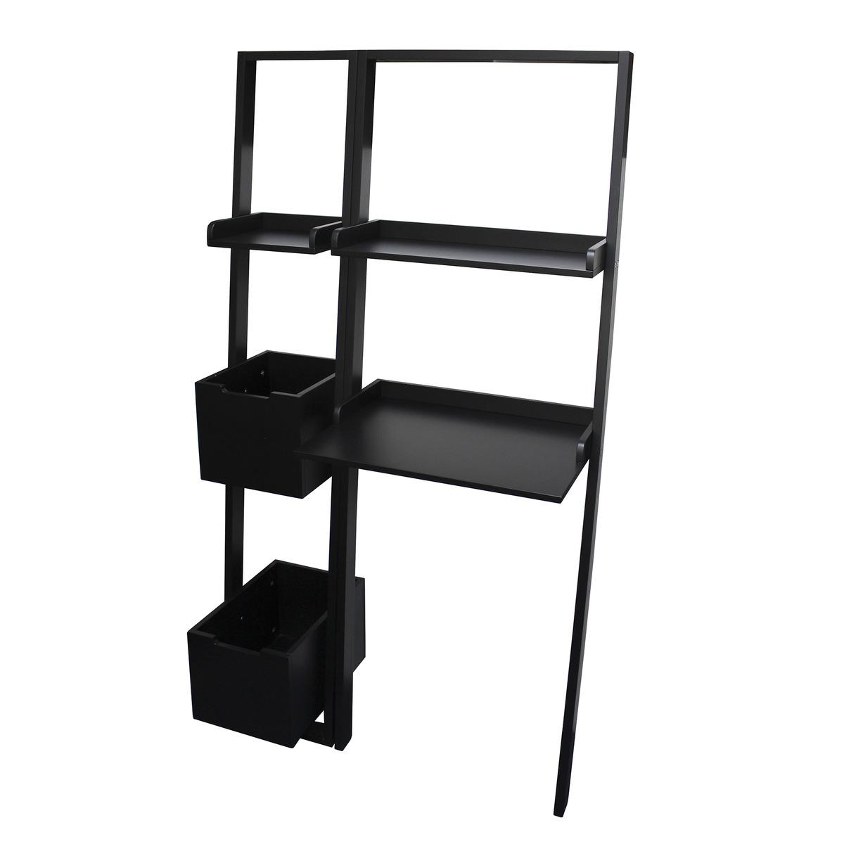 Kit modulable bureau + étagères - H 140 cm - Noir