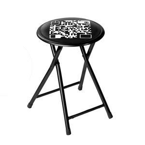 Tabouret pliant modèle code barre - Diamètre 30 cm x H 44 cm - Noir, Blanc