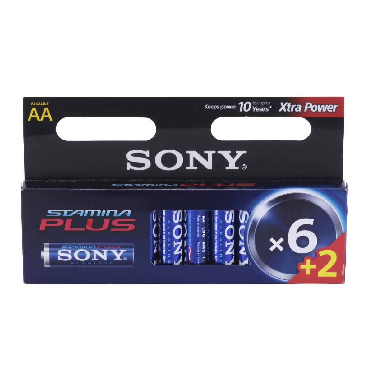 Lot de 6 piles Sony + 2 gratuites - AA LR6