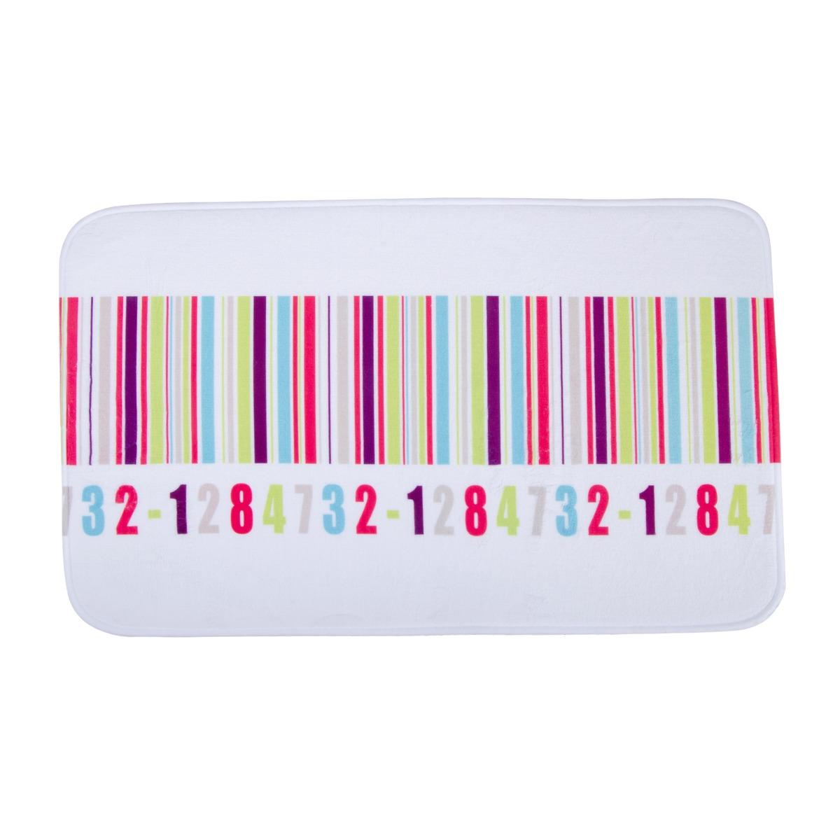 Tapis de bain décor code barre - 45 x 75 cm - Multicolore