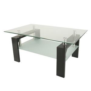 Table basse avec plateau en verre trempé - 100 x 60 x H 45 cm - Transparent, noir