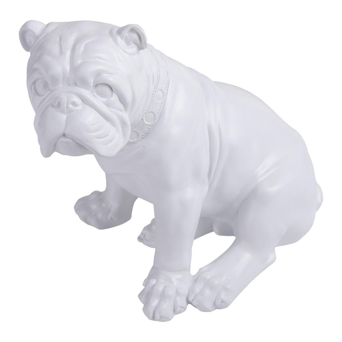 Statuette bulldog - 28 x H 25 cm - Blanc