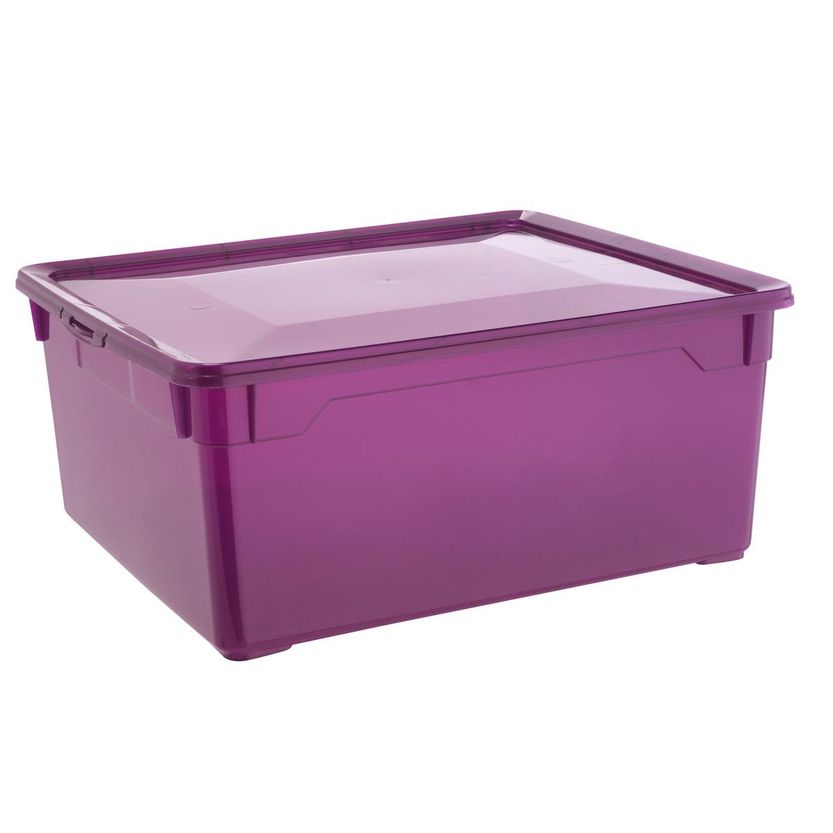 Box de rangement avec couvercle - Plastique - 40 x 33,5 x H 17 cm - Violet