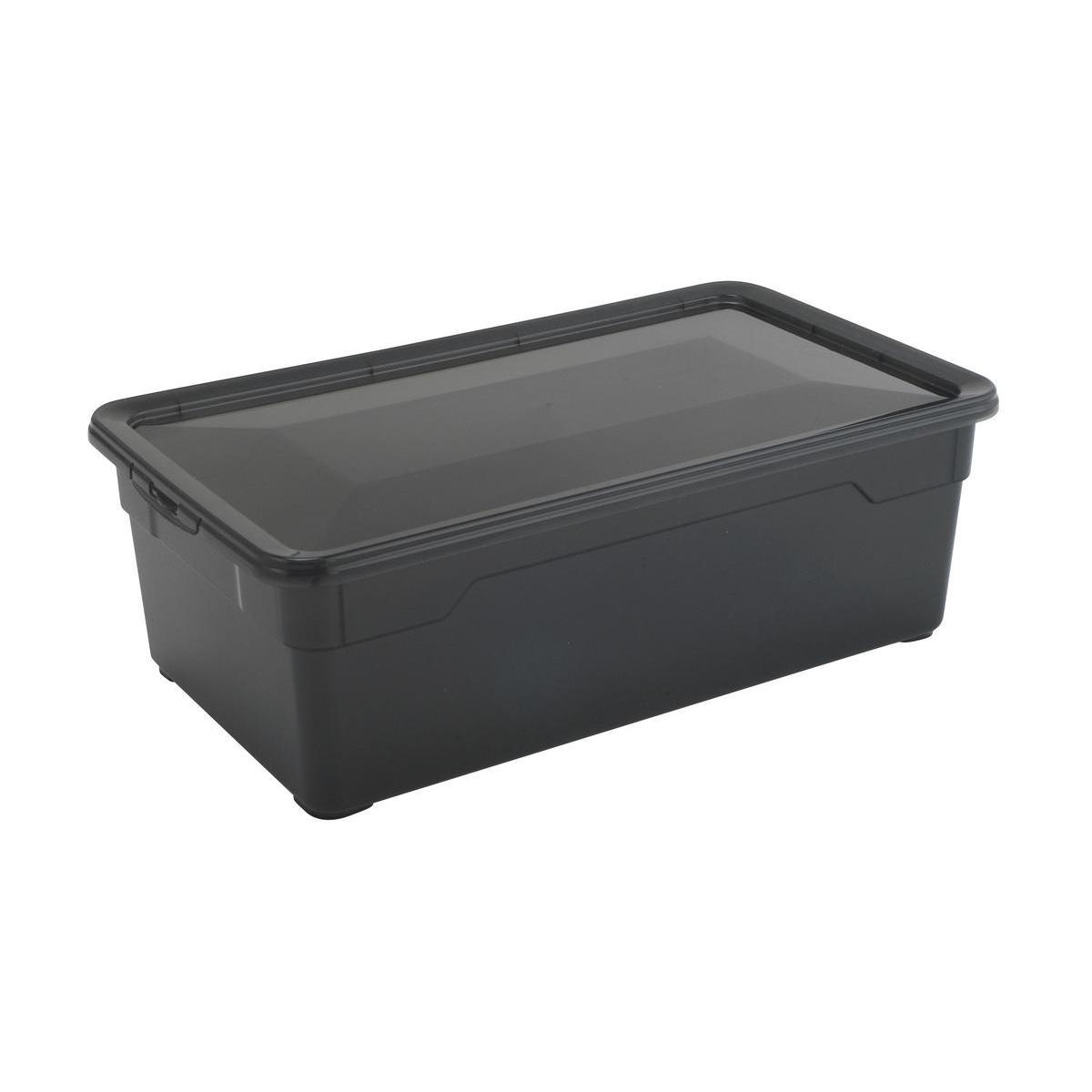 Boîte de rangement - Plastique - 33 x 19 x H 11 cm - Gris