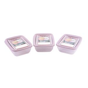 Lot de 3 boîtes alimentaires macarons -1 L - 19,5 x 14 x 9,5 cm - violet mauve