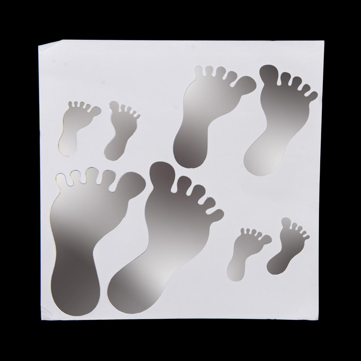 Stickers miroir modèle pieds - 25 x 25 cm - Gris