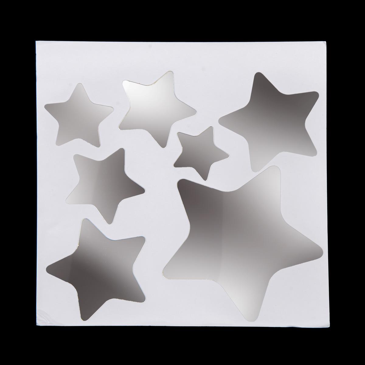 Stickers miroir modèle étoiles - 25 x 25 cm - Gris