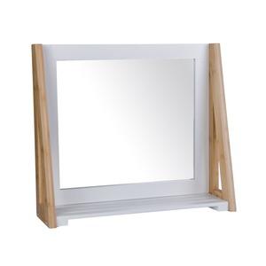 Miroir mural avec tablette - 50 x 15 x H 44 cm - Blanc, marron