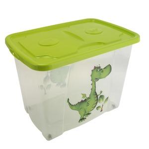 Box de rangement modèle dinosaure - 59 x 39 x H 30 cm - Vert, transparent