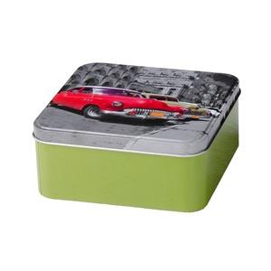 Boite déco carrée modèle auto rouge - 15,6 x 15,6 x H 6,6 cm - Multicolore