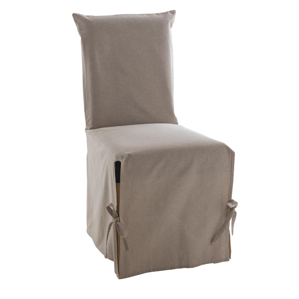 Housse de chaise à rabat effet lin - 45 x 50 cm - Beige
