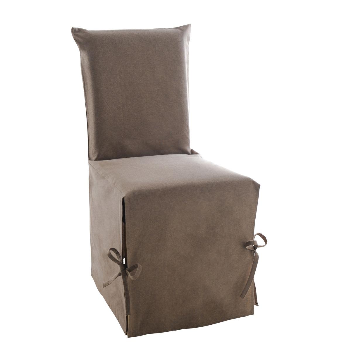 Housse de chaise à rabat effet lin - 45 x 50 cm - Marron taupe
