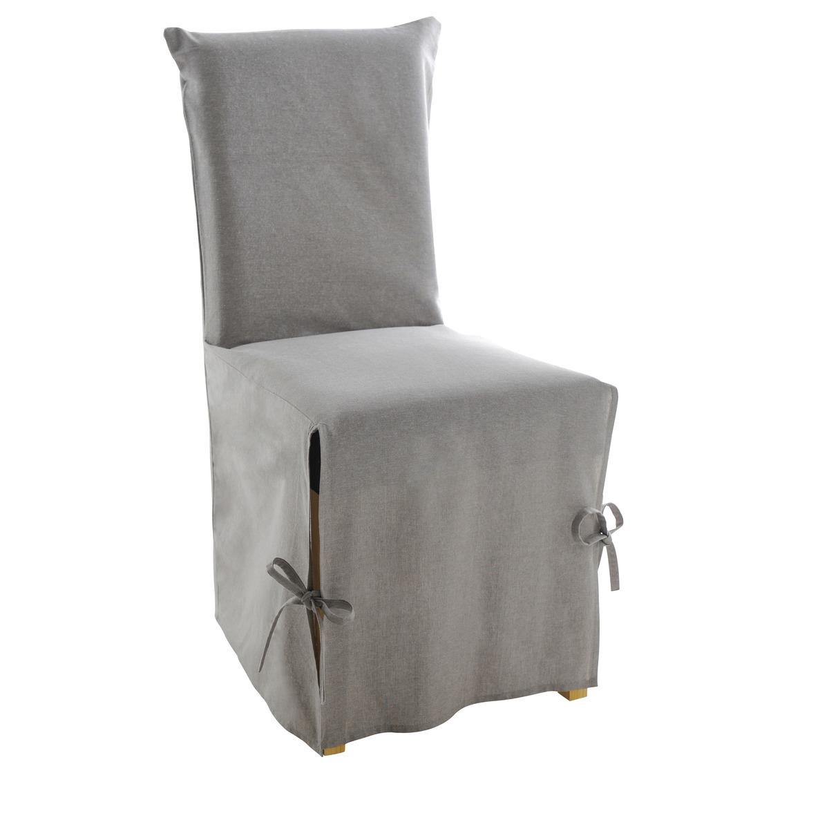 Housse de chaise à rabat effet lin - 45 x 50 cm - Gris