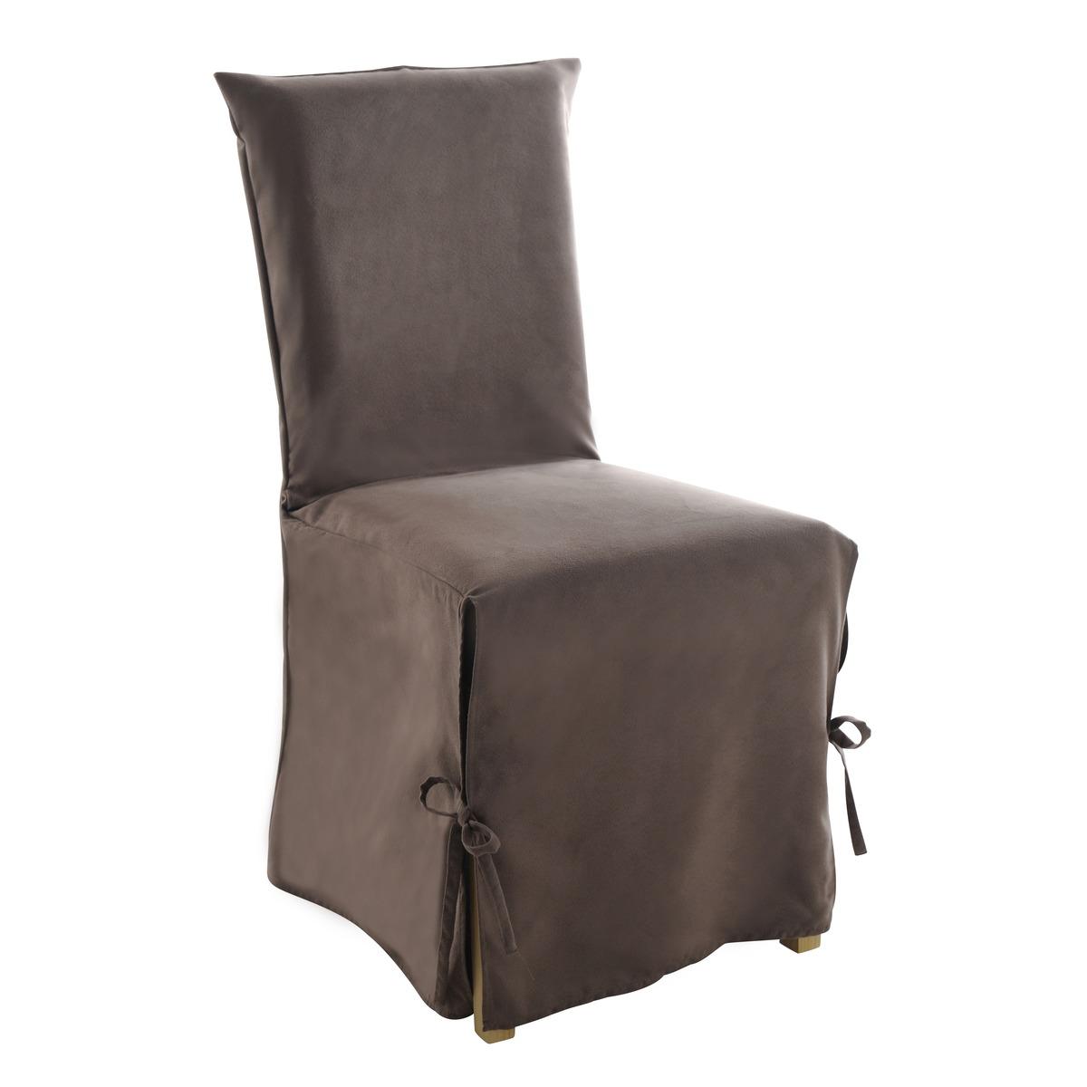 Housse de chaise à rabat effet suédine - 45 x 50 cm - Marron