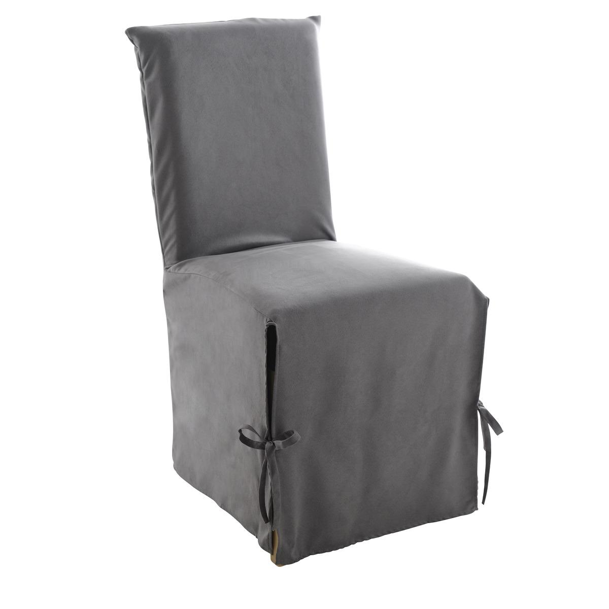Housse de chaise à rabat effet suédine - 45 x 50 cm - Gris