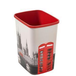 Poubelle London 25 L - Plastique - 32,3 x 25,1 x H 39 cm - Rouge et gris