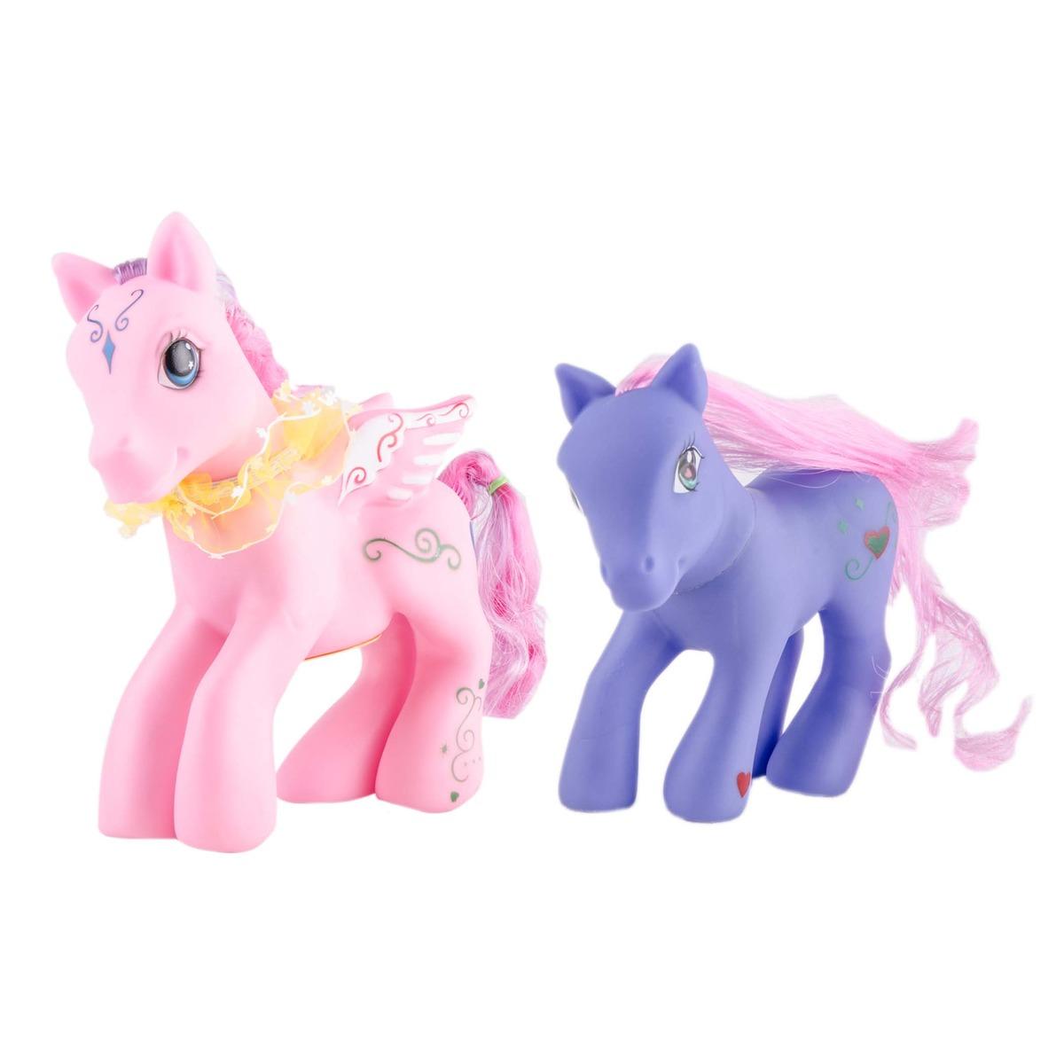Coffret 2 poneys lumineux - 36 x 26 x 9 cm - Rose, Violet