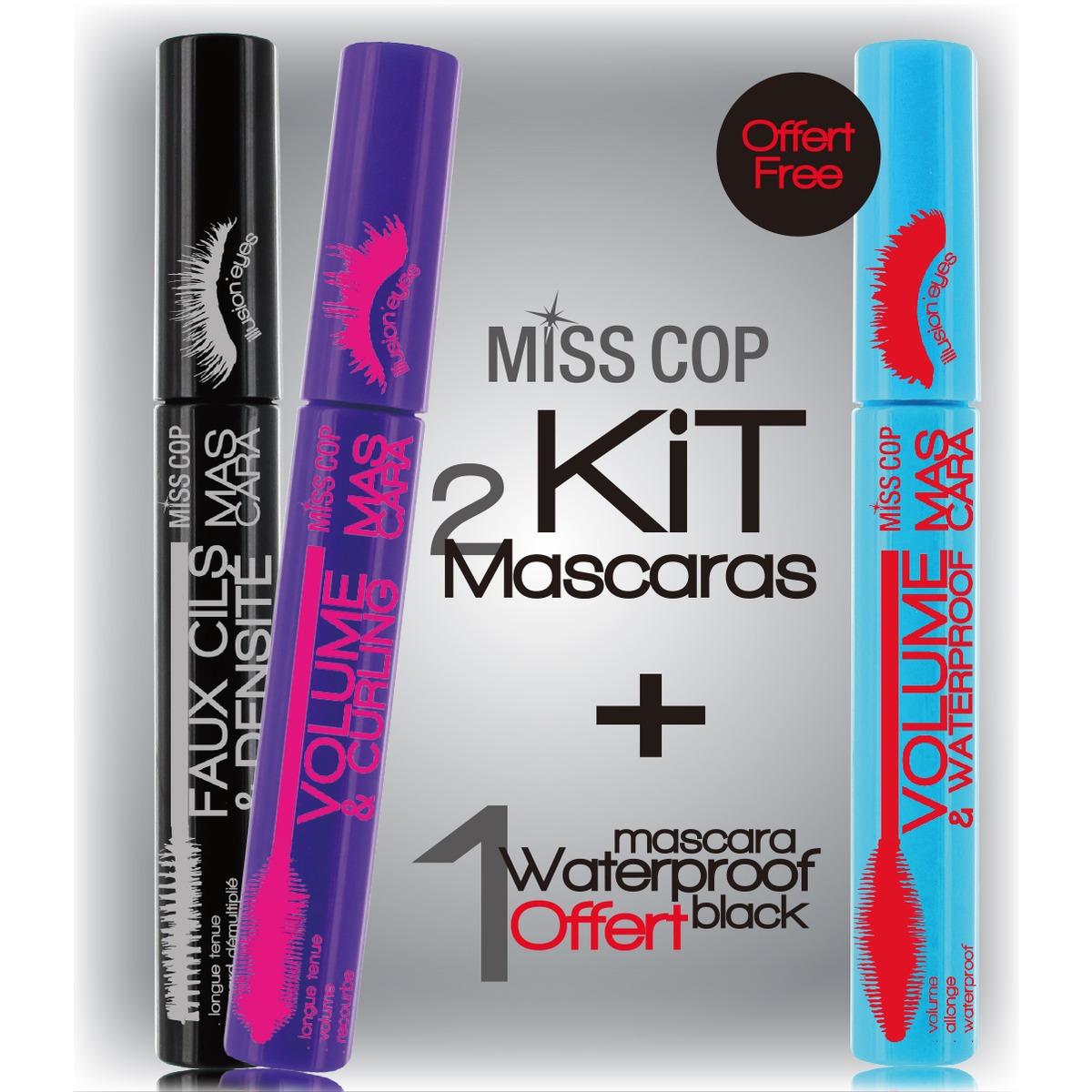 Coffret mascara 2 + 1 offert - effet volume et waterproof - Noir