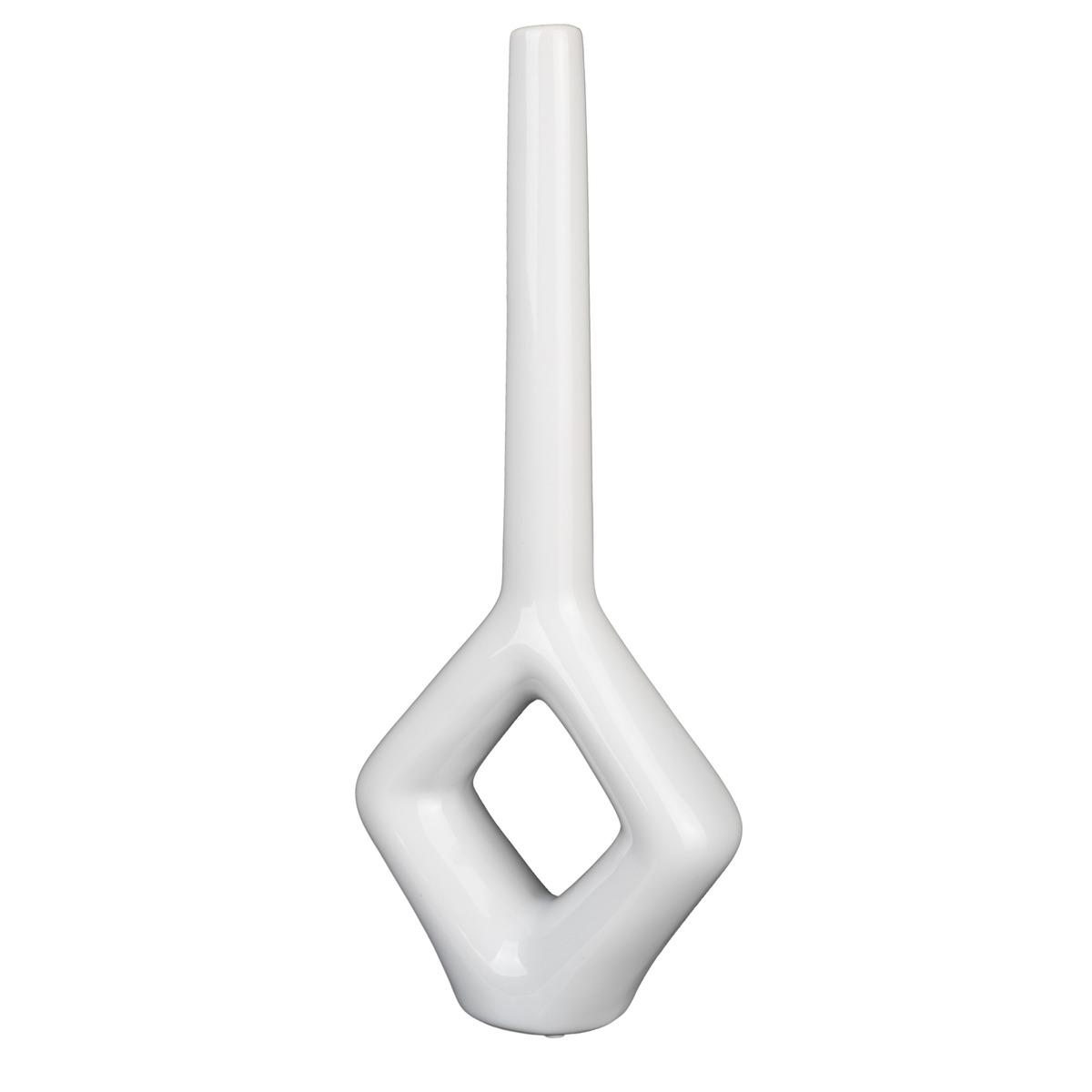 Vase en céramique losange - 17 x H 40 cm - Noir, Blanc
