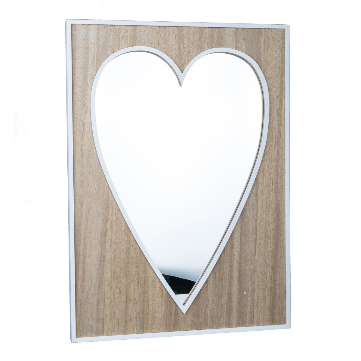 Miroir en forme de cœur - 59 x H 78,5 cm - Marron