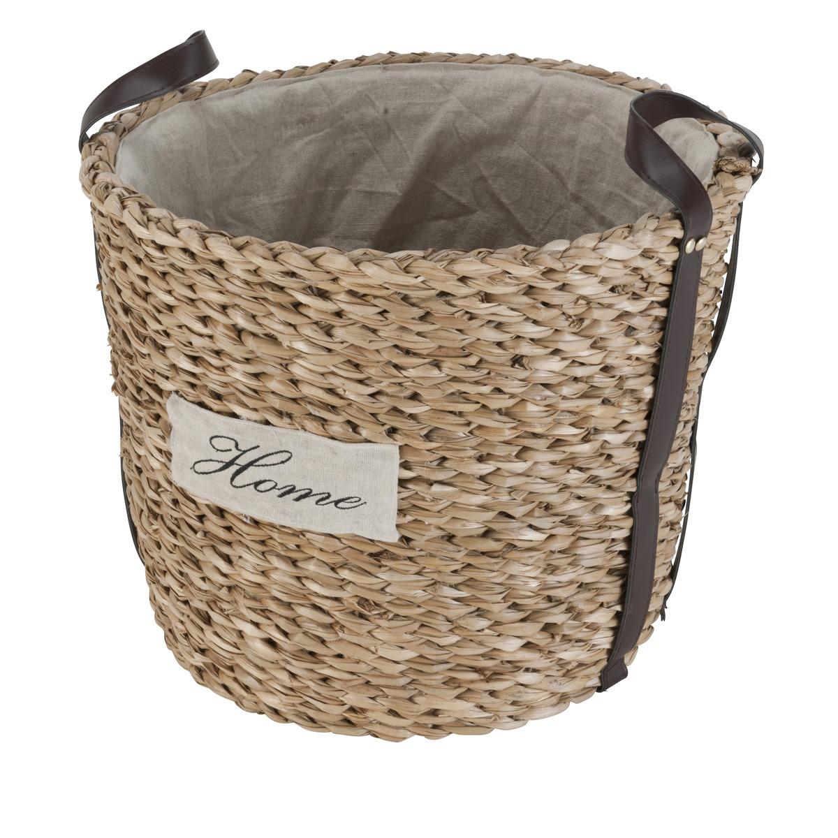 Panier tressé Home - Diamètre 43 cm x H 34 cm - Beige