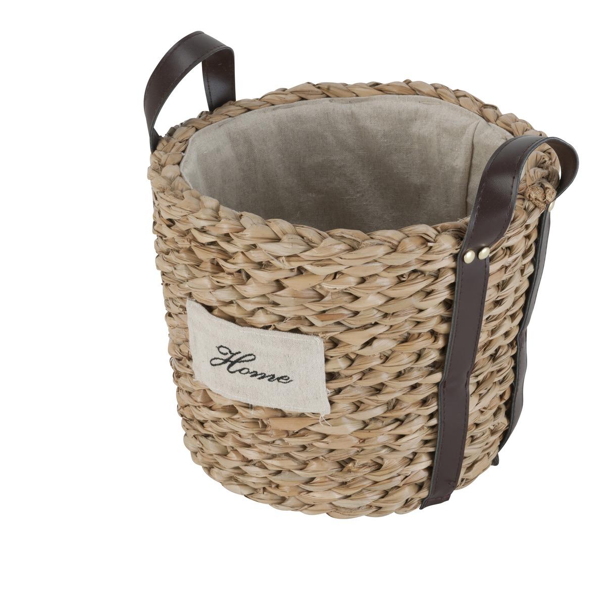 Panier tressé Home - Diamètre 30 cm x H 23 cm - Beige