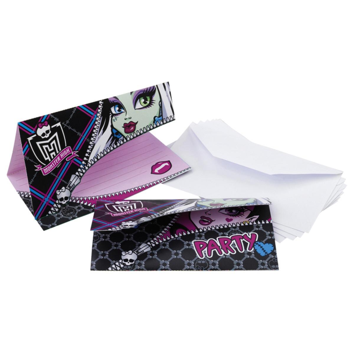 Lot de 6 cartons d'invitation Monster High - Multicolore