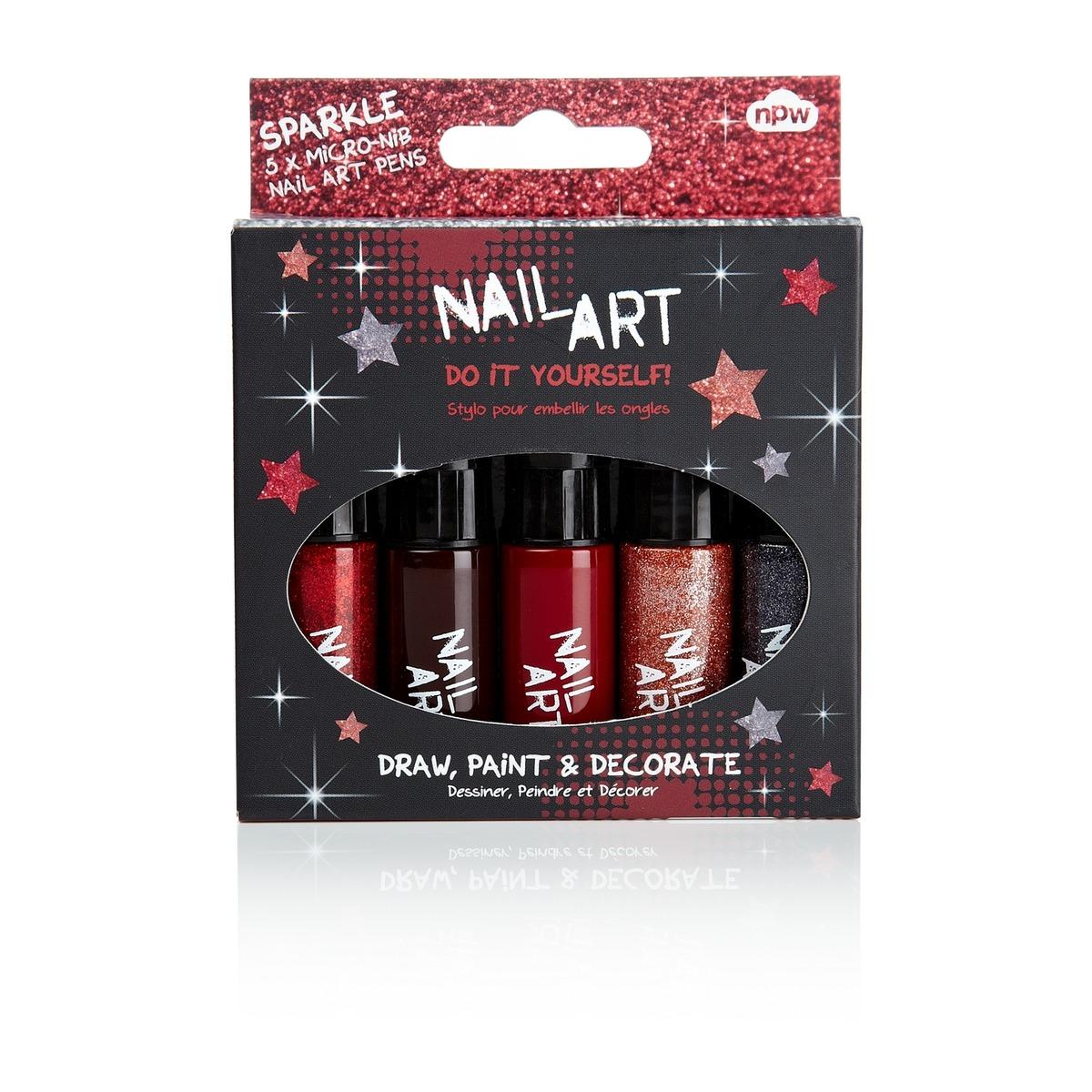 Coffret Nail Art - 5 vernis - Rouge bordeaux