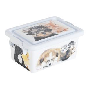 Boîte de rangement animaux - 3,5 L - 28 x 19 x 12 cm - Blanc, Gris