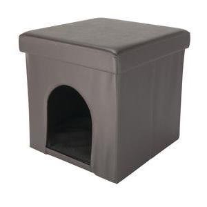 Pouf à ouverture pour animaux - Suédine - 38 x 38 x H 38 cm - Marron ou gris