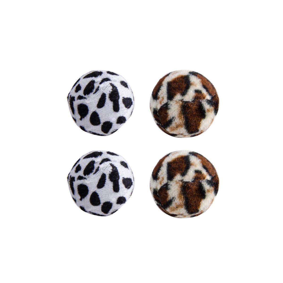 Lot de 4 balles de jeu pour chat - Diamètre 4 cm - Différents modèles